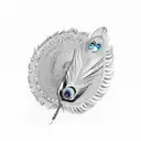 write Navami along with a peacock feather tattoo design idea