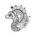 durga navami with a peacock feather tattoo design idea