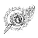 durga navami with a peacock feather tattoo design idea