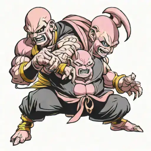kid buu and majin M tattoo design idea