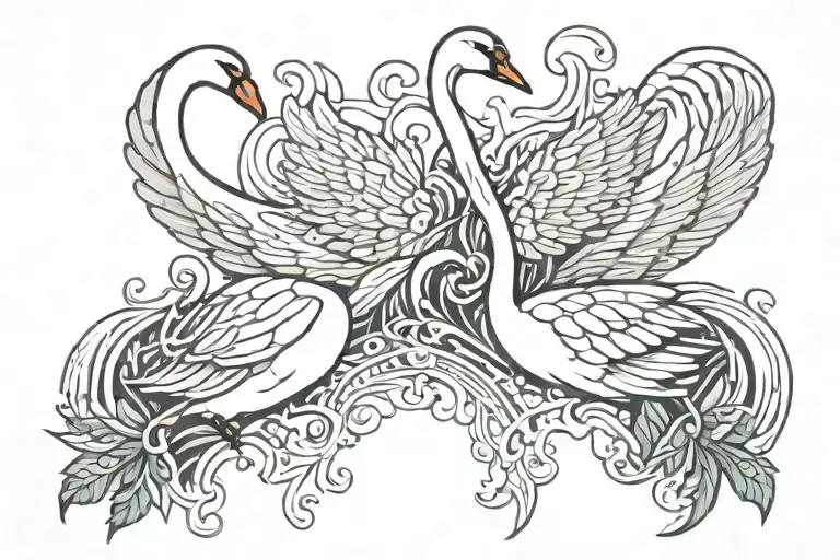 3 swan birds tattoo design idea