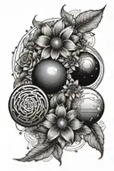 flowers, planets, and math tattoo design idea