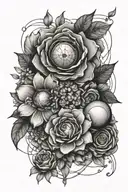 flowers, planets, and math tattoo design idea