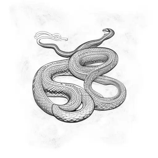 one snake with blue fade, another snake with orange fade tattoo design idea