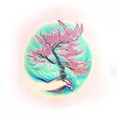 flaming cherry blossom tree with spiral trunk tattoo design idea