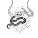 snake, skate, city tattoo design idea