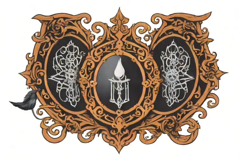 Symmetrical witchy chest tattoo with gothic influences tattoo design idea