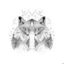 Two foxes sitting back to back, symbolizing loyalty and partnership tattoo design idea