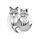 Two foxes sitting back to back, symbolizing loyalty and partnership tattoo design idea