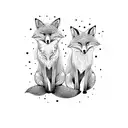 Two foxes sitting back to back, symbolizing loyalty and partnership tattoo design idea