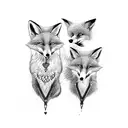 Two foxes sitting back to back, symbolizing loyalty and partnership tattoo design idea
