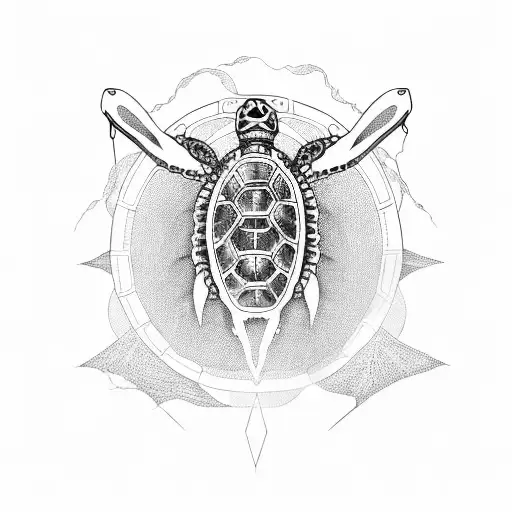 Alien spaceship abducting a turtle tattoo design idea