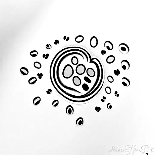A coffee bean heart with a dog paw print inside tattoo design idea