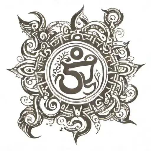 Shiva mantra written in musical notes tattoo design idea