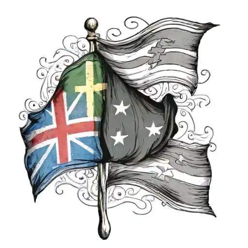 2 flags ,1 italian flag morphing into an Australian flag tattoo design idea