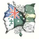2 flags ,1 italian flag morphing into an Australian flag tattoo design idea