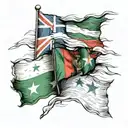 2 flags ,1 italian flag morphing into an Australian flag tattoo design idea