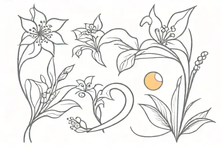 heart cupid angel wave lily of the valley sun and moon tattoo design idea