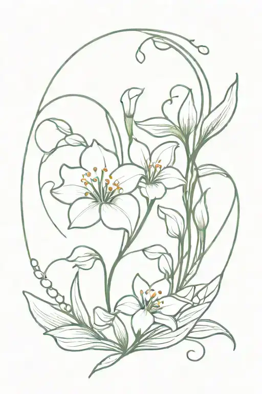 heart cupid angel wave lily of the valley sun and moon tattoo design idea
