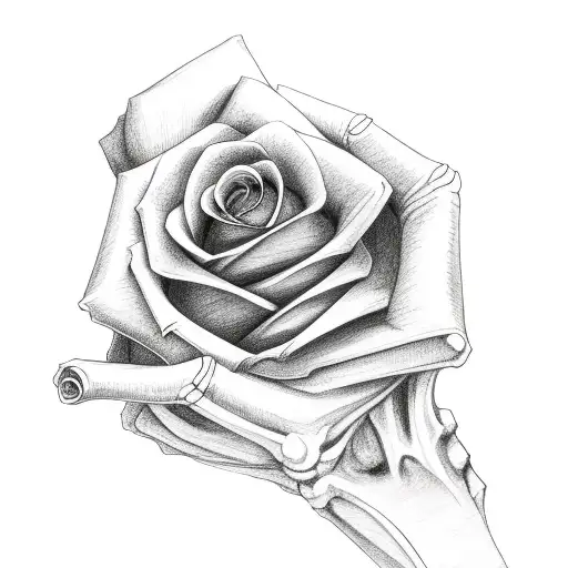 Skeleton Hand Holding Rose Tattoo Digital Art by Sayhaa Ellie - Pixels