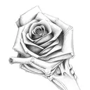 skeleton hand holding rose tattoo design idea