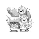 Adventure time characters jamming together in a sketch style tattoo tattoo design idea