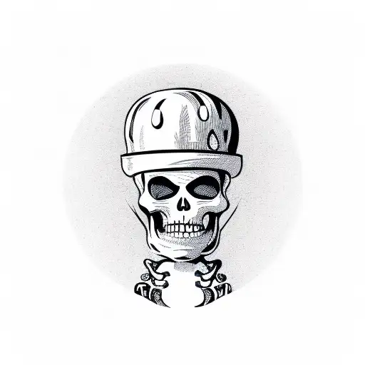 skeleton wearing hawaiian shirt with beer helmet tattoo design idea