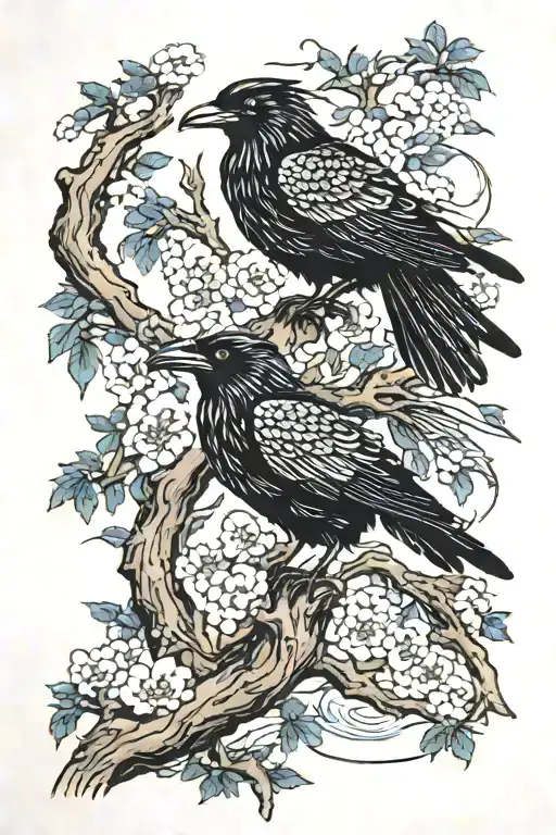 There will be ravens in the forest filled tattoo design idea