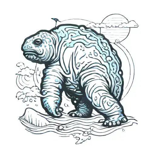 Tardigrade on Antarctica outline map tattoo design idea