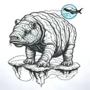 Tardigrade on Antarctica outline map tattoo design idea