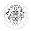 A minimalist tattoo of a lion and ram intertwined in a yin yang symbol tattoo design idea