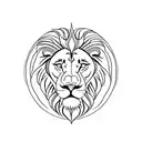 A minimalist tattoo of a lion and ram intertwined in a yin yang symbol tattoo design idea