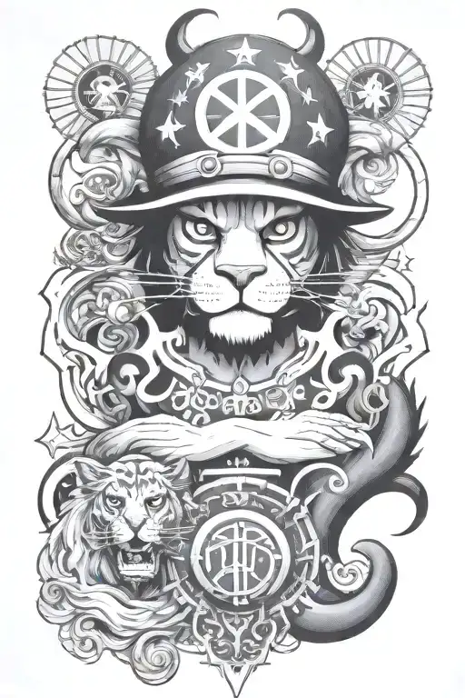 one piece, astrologic sign leo zodiac sign tattoo design idea