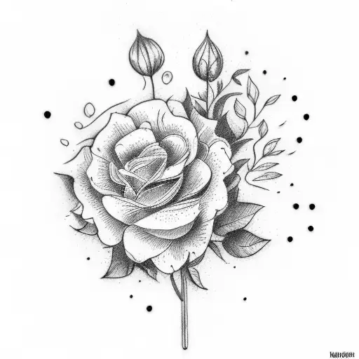 bouquet of flowers with september, march, april, and december  tattoo design idea