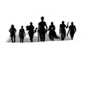 a group of people in silhouette with the sunset  tattoo design idea