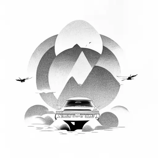  lets lay back, sitting inside my car, at the edge of the earth  tattoo design idea