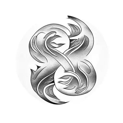 koi carp tattoo in ying and yang shape with lotus flowers and orchid flowers in white and black on one arm tattoo design idea