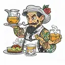 waiter serving tattoo design idea