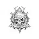 goth weapons patron long  tattoo design idea