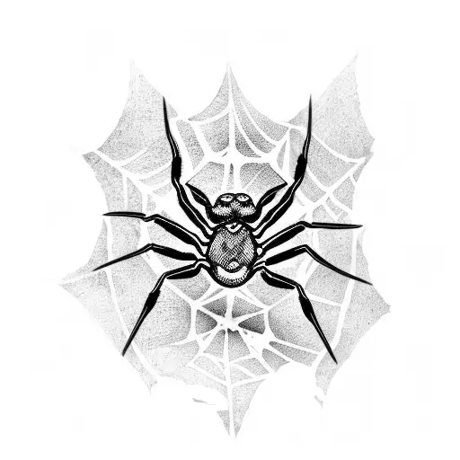 A tattoo of a spider web with a snake wrapped around it, done in blackwork style tattoo design idea