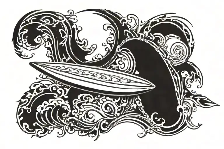 surfboard tattoo design idea