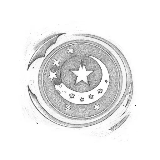 turkish flag (crescent moon and star) in red ink with name "hilal" near it tattoo design idea