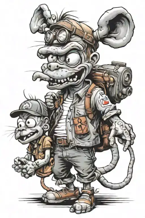90s cartoon characters integrated tattoo design idea