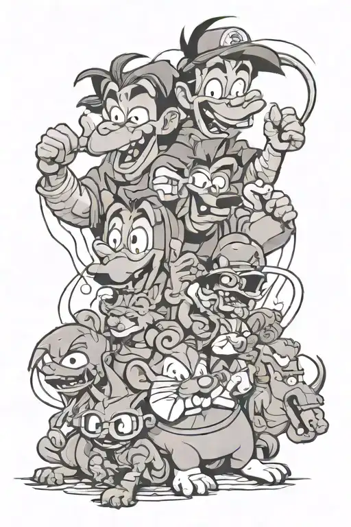 90s cartoon characters  tattoo design idea