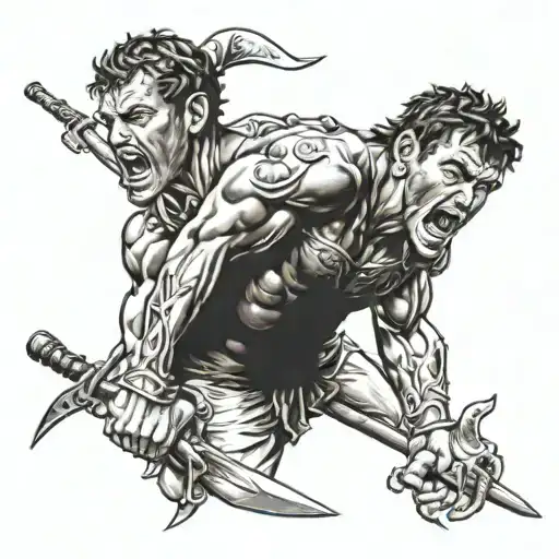 David and Goliath tattoo design idea