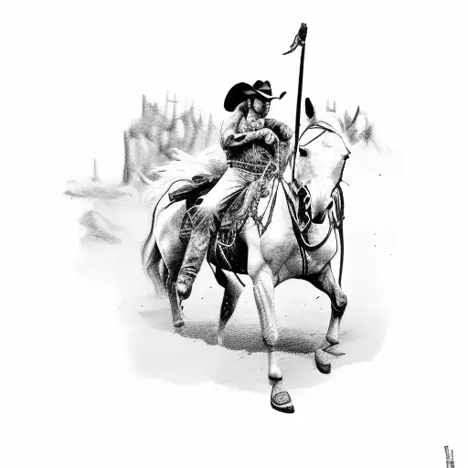 Cowboy riding a horse tattoo design idea