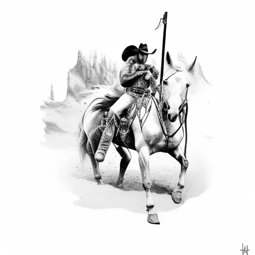 outlaw cowboy riding a bucking horse tattoo design idea