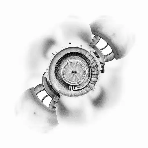 A surreal scene of a turbine made up of kidneys and lungs, with the quote 'And if you go, I want to go with you, And if you die, I want to die with you' incorporated tattoo design idea