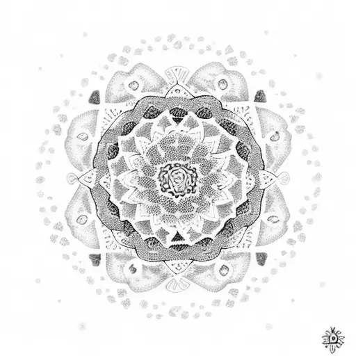 A dotwork mandala with each family member's initials incorporated into the intricate patterns tattoo design idea