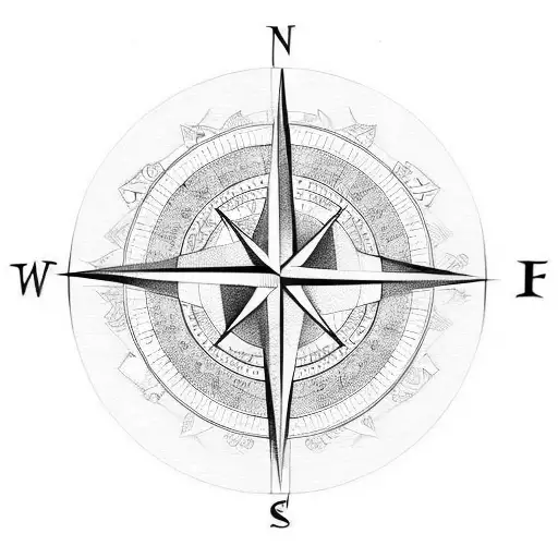 compass, yin yang and infinity tattoo design idea